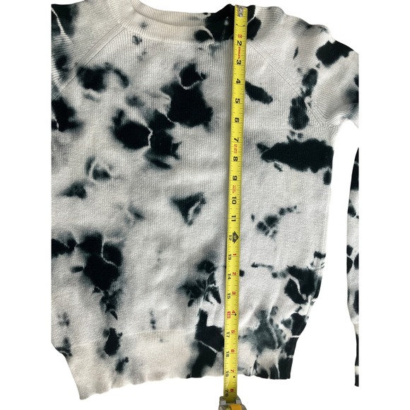 JOHN+JENN Tie Dye Knit Sweater Womens XS Black White Crewneck Long Sleeve Cotton - Picture 5 of 8